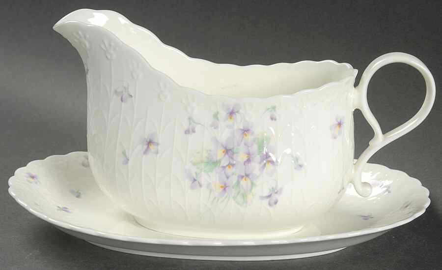 Blue Violets Gravy Boat & Underplate by Mikasa-1