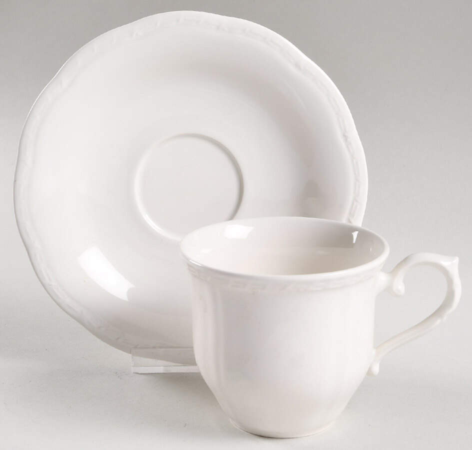 Bone White Flat Cup & Saucer Set by Mikasa-1