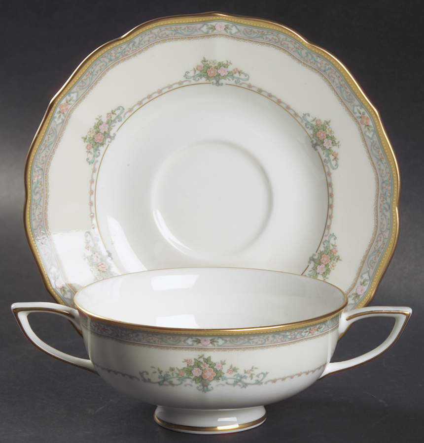 Bridal Bouquet Footed Cream Soup Bowl & Saucer Set by Mikasa-1