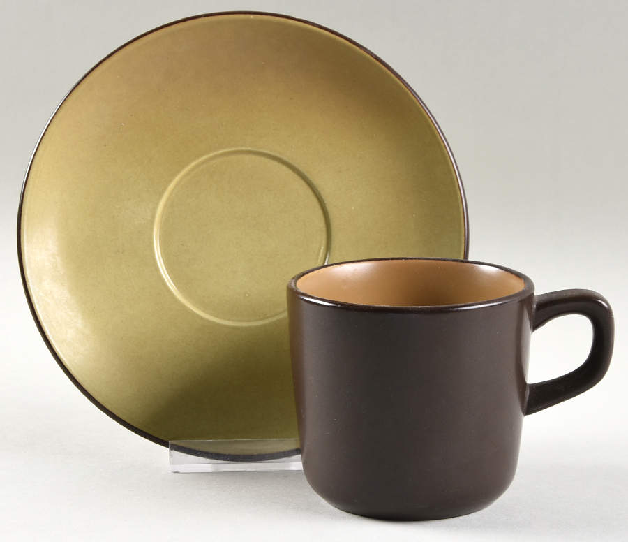 Bronze Green Flat Cup & Saucer Set by Mikasa-1