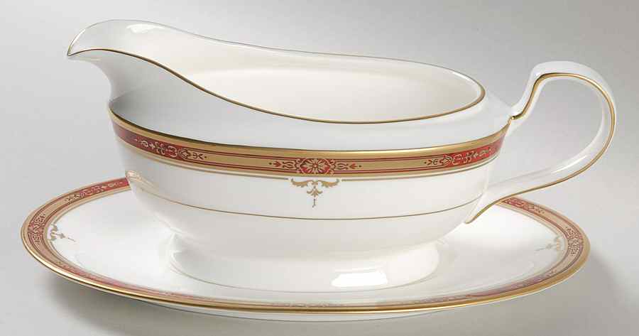 Brittany Red Gravy Boat & Underplate by Mikasa-1