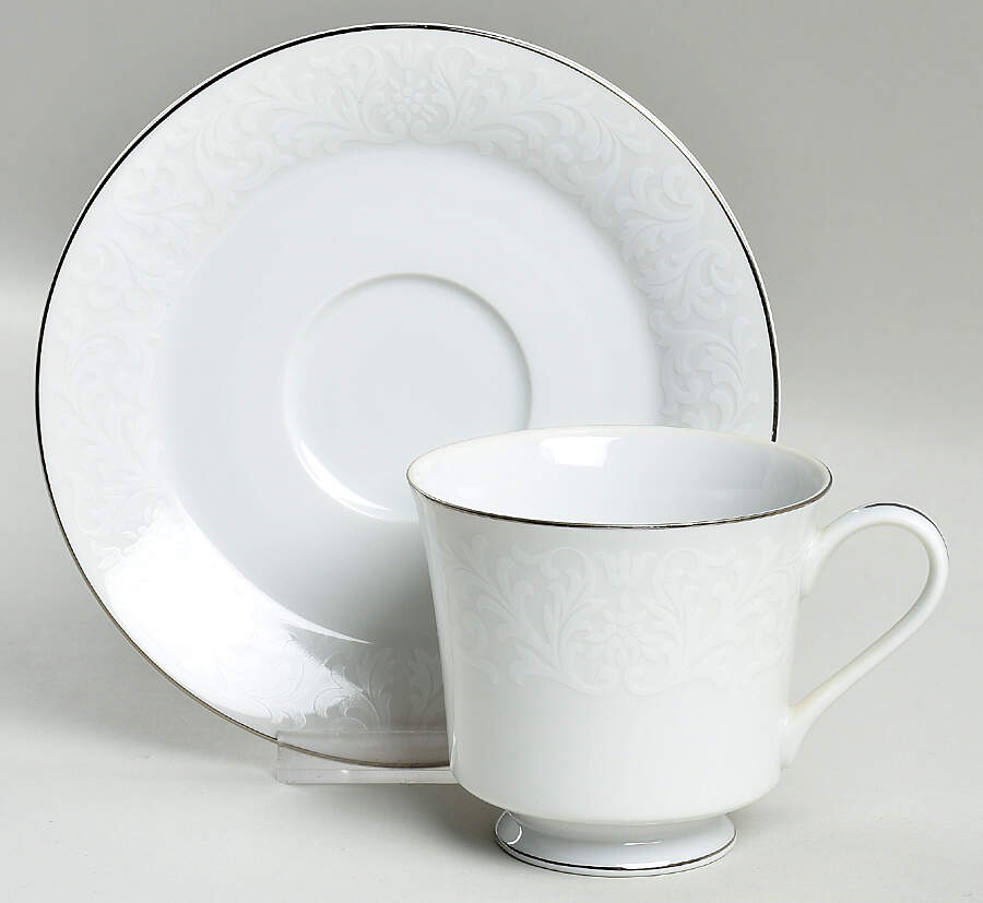 Bridal Veil Footed Cup & Saucer Set by Mikasa-1