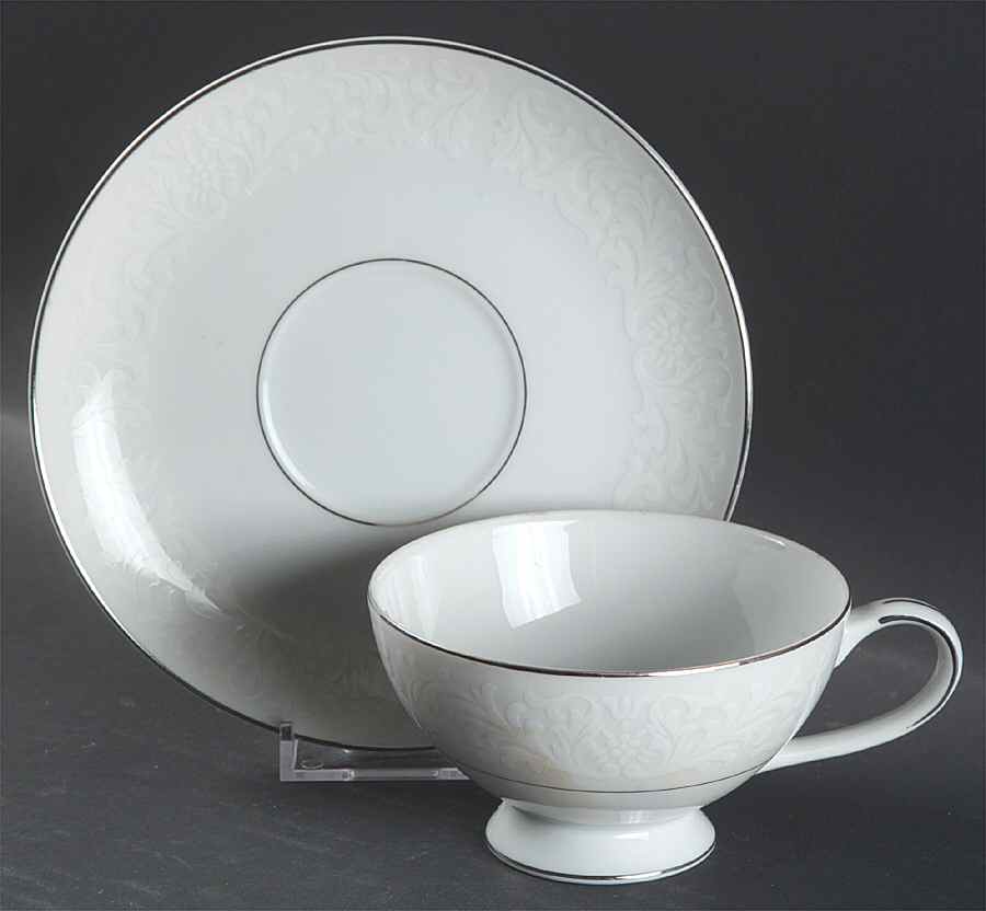 Bridal Veil Footed Cup & Saucer Set by Mikasa-1