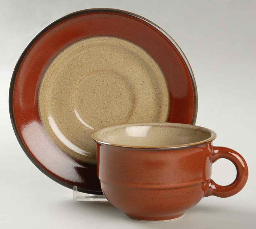 Burgundy Flat Cup & Saucer Set by Mikasa-1