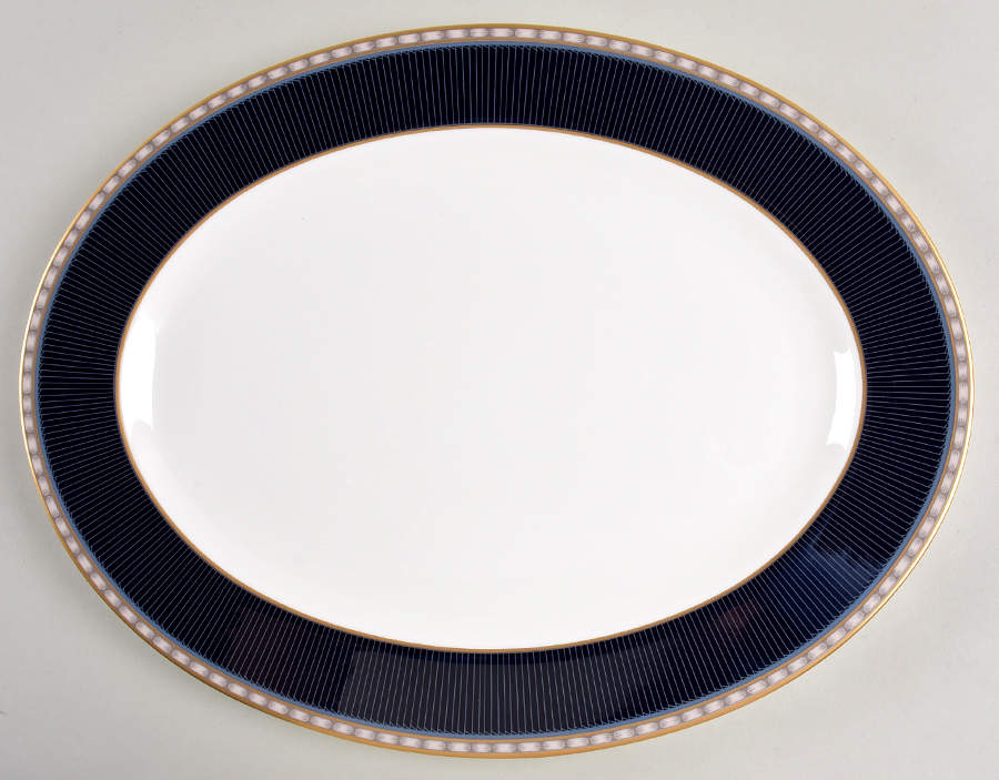 Castle Blue 14" Oval Serving Platter by Mikasa-1