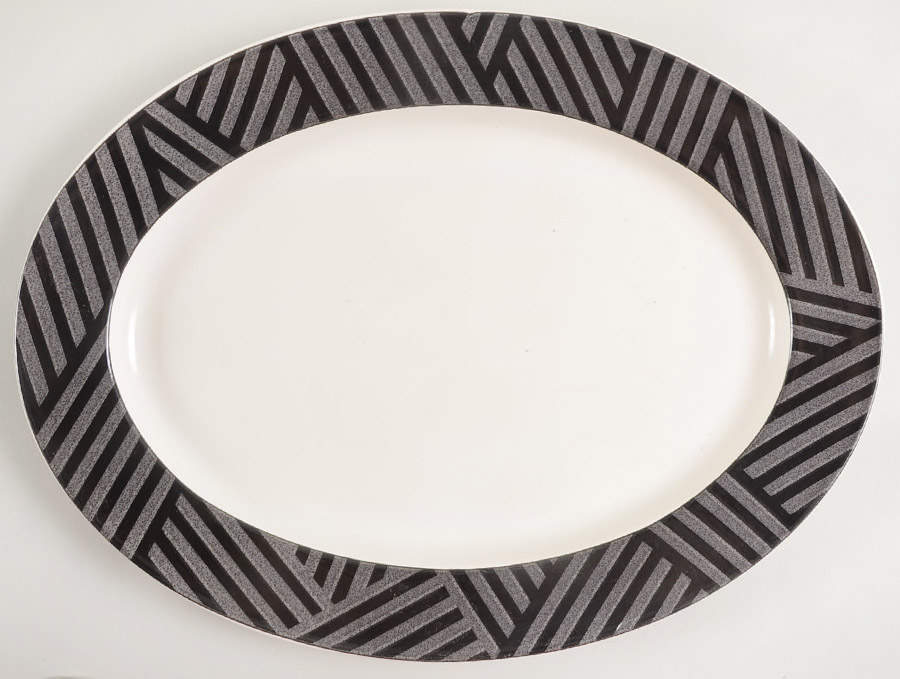 Calypso Black 15" Oval Serving Platter by Mikasa-1