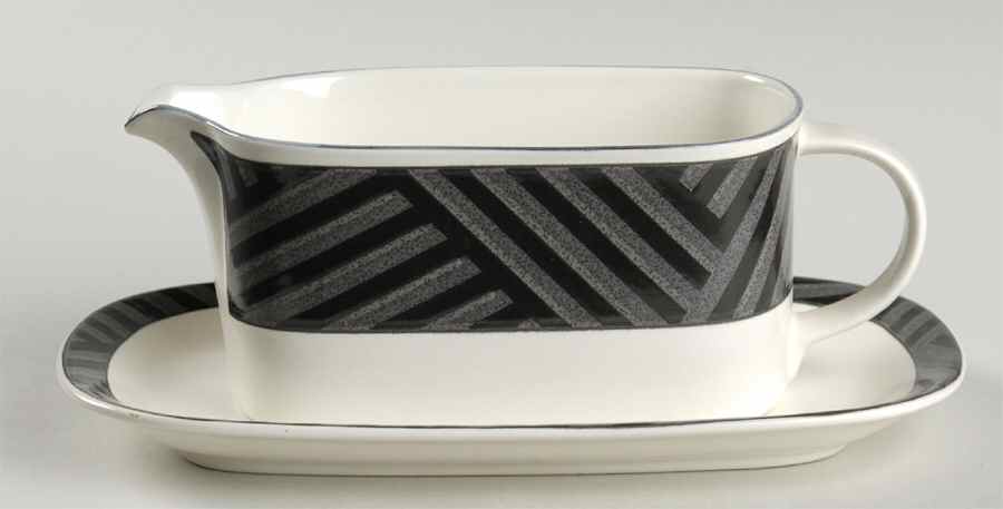 Calypso Black Gravy Boat & Underplate (Relish/Butter) by Mikasa-1