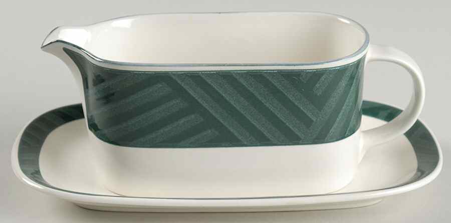 Calypso Green Gravy Boat & Underplate (Relish/Butter) by Mikasa-1