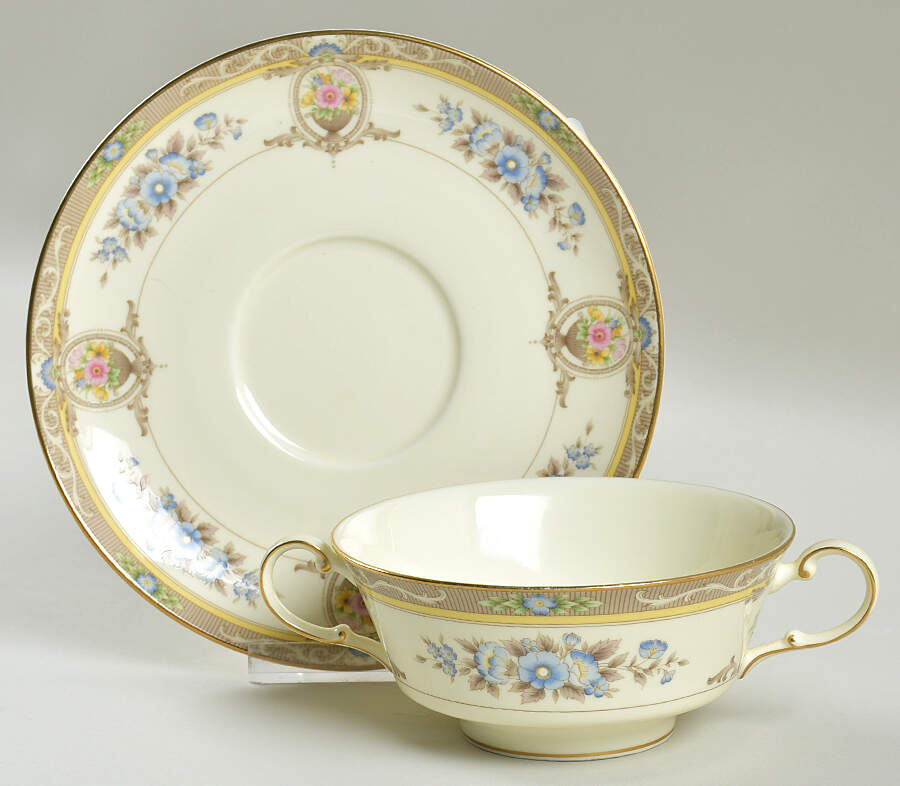 Cameo Footed Cream Soup Bowl & Saucer Set by Mikasa-1