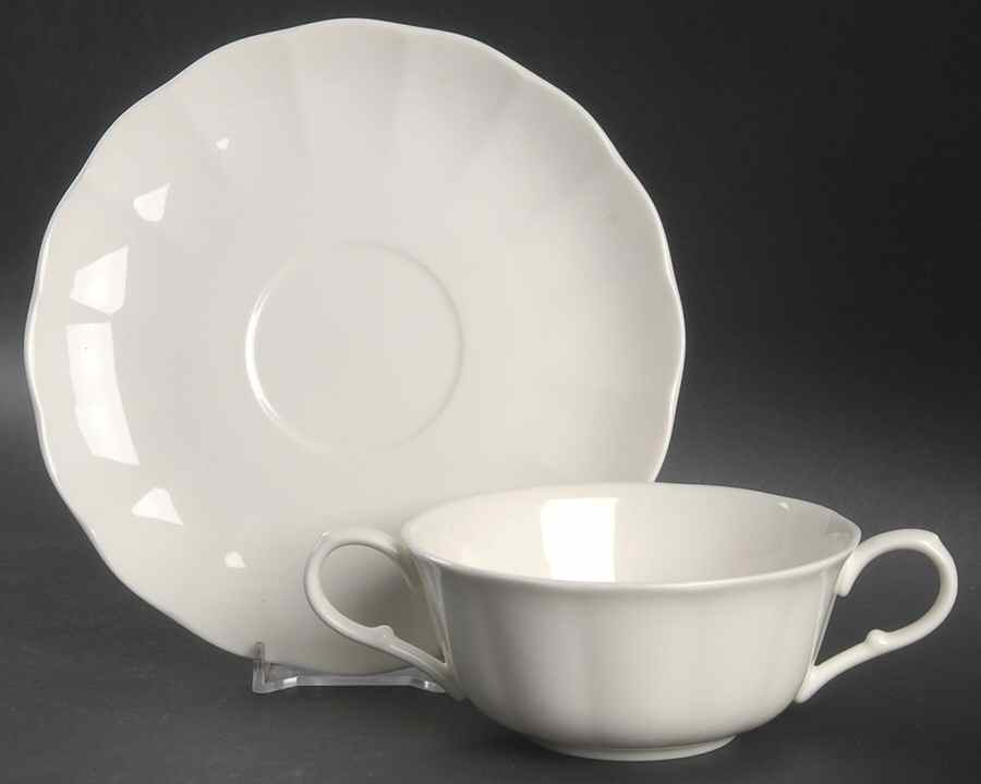 Cameo White Flat Cream Soup Bowl & Saucer Set by Mikasa-1