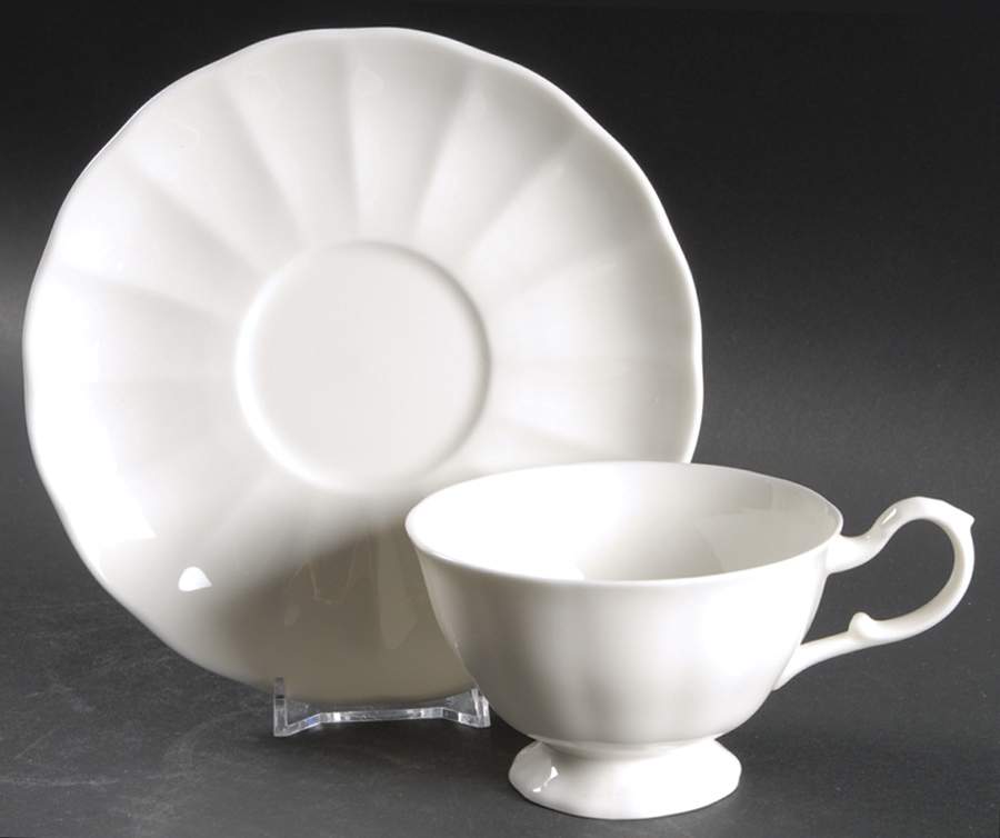 Cameo White Footed Cup & Saucer Set by Mikasa-1