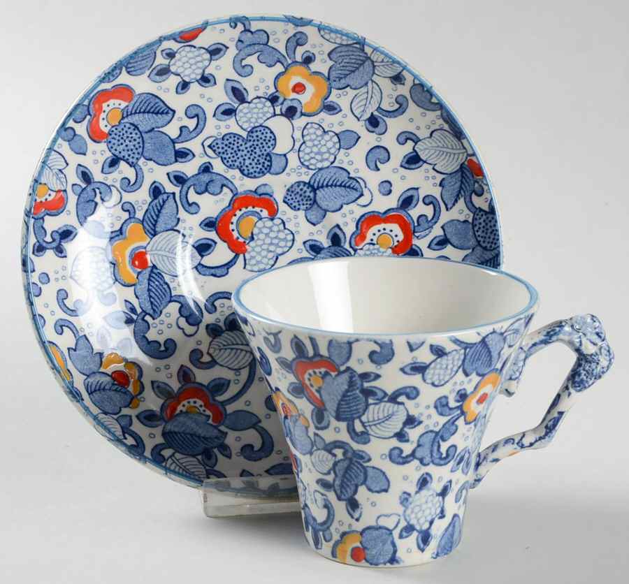 Cathay Blue Multicolor Flat Cup & Saucer Set by Mikasa-1