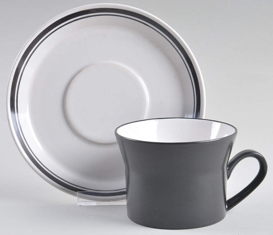 Caviar Black Flat Cup & Saucer Set by Mikasa-1