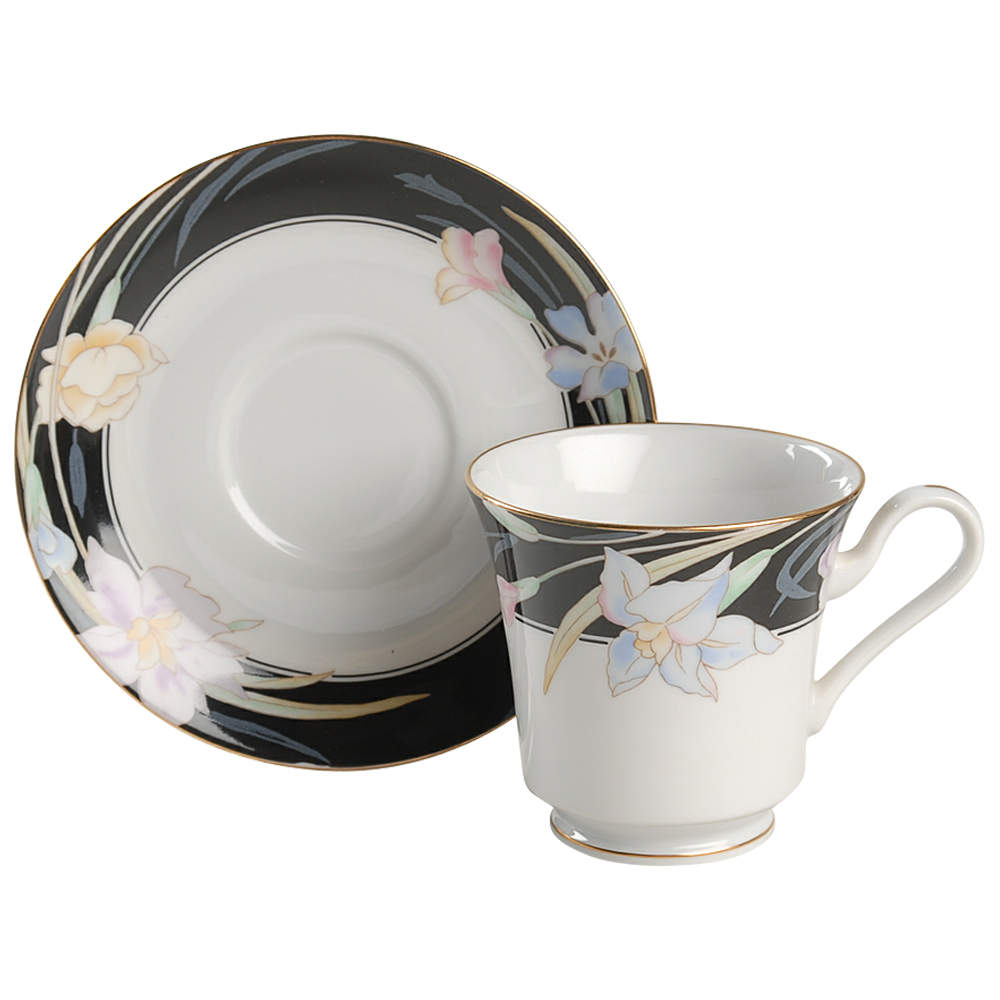 Charisma Black Footed Cup & Saucer Set by Mikasa-1