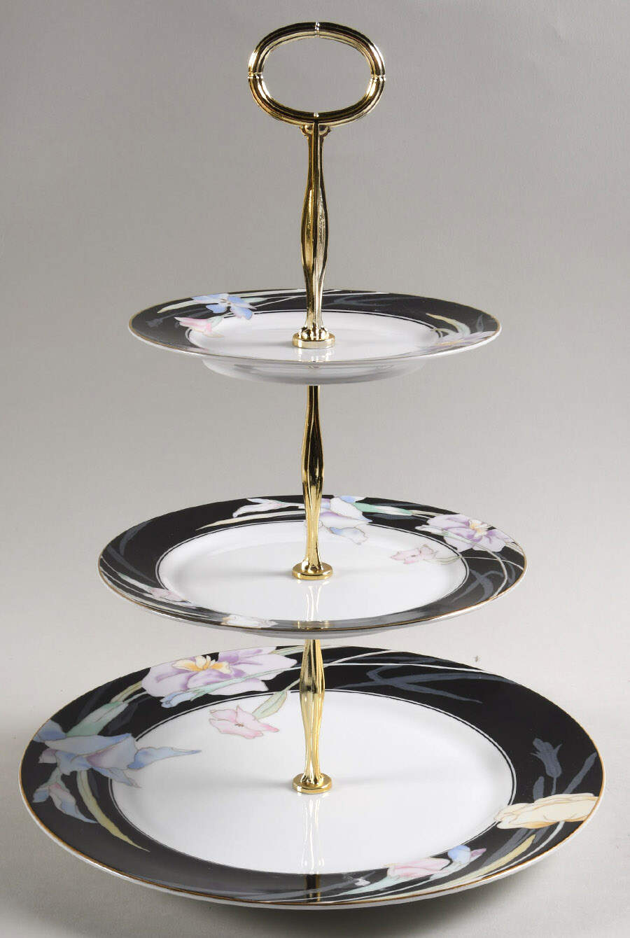 Charisma Black 13 7/8"-14 1/4" 3-Tiered Serving Tray(DP,SP,BB) HC by Mikasa-1