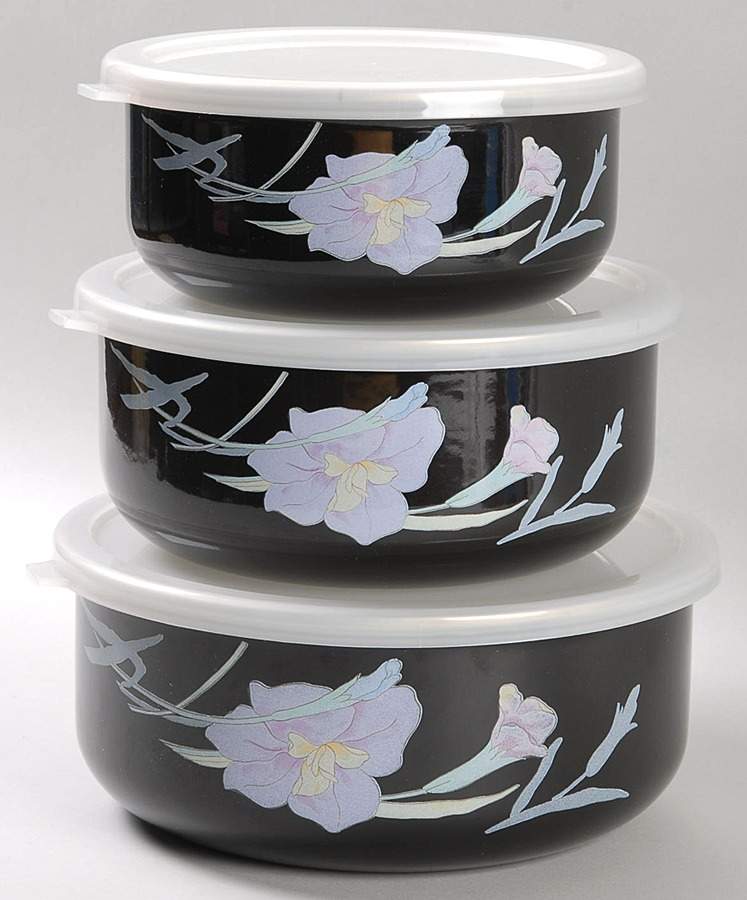 Charisma Black 3 Pc Metal Bowl W/Plastclid (5 3/4",6 5/8",7 1/4") by Mikasa-1
