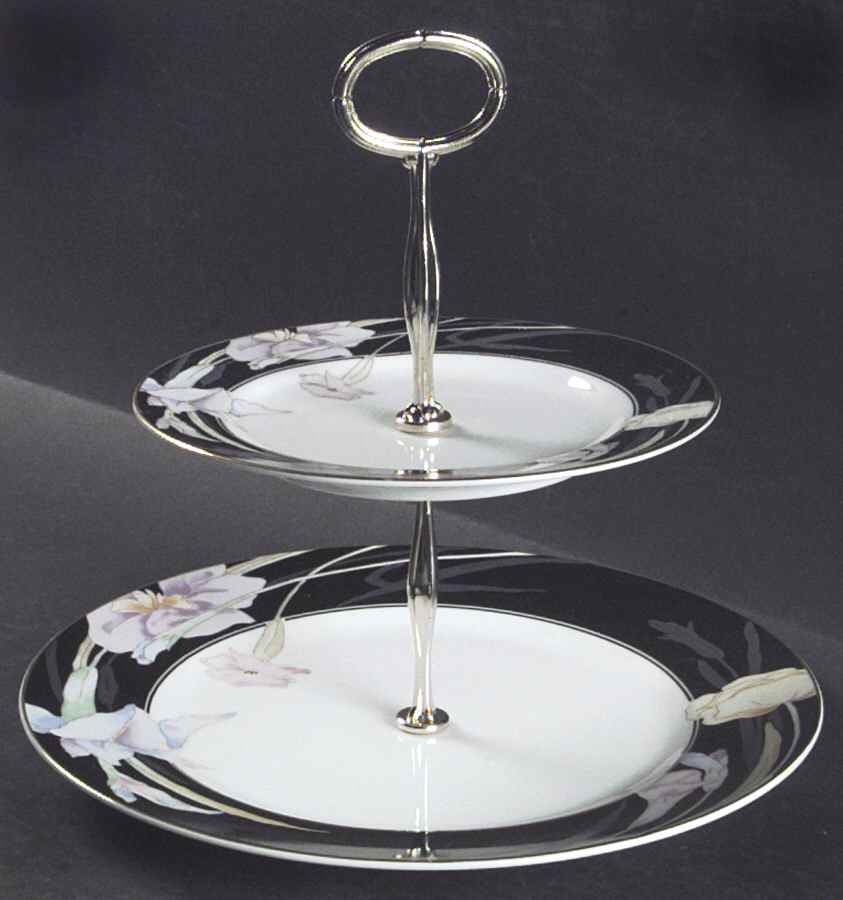 Charisma Black 6 5/8"-10"  2 Tiered Serving Tray (Dp, Sp) HC by Mikasa-1
