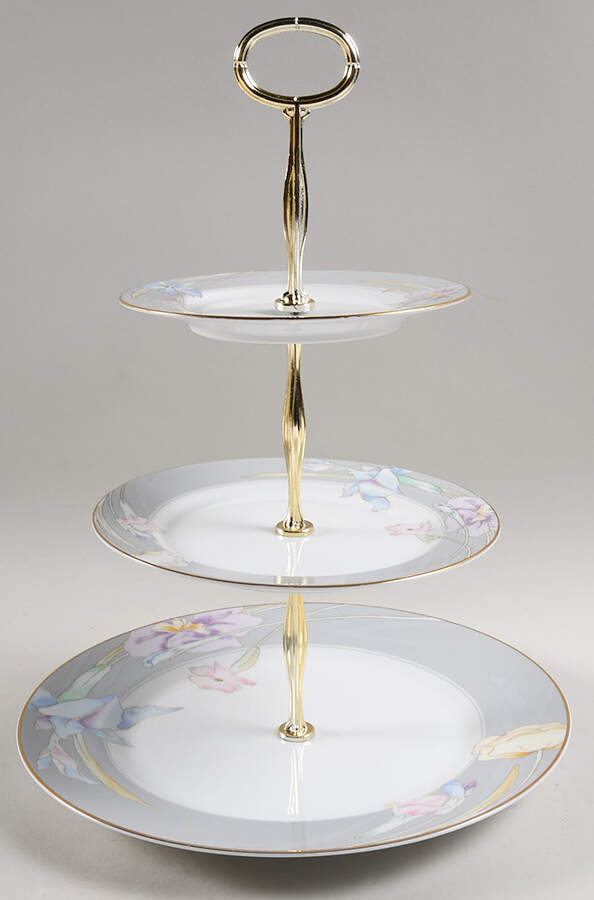 Charisma Gray 13 7/8"-14 1/4" 3-Tiered Serving Tray(DP,SP,BB) HC by Mikasa-1