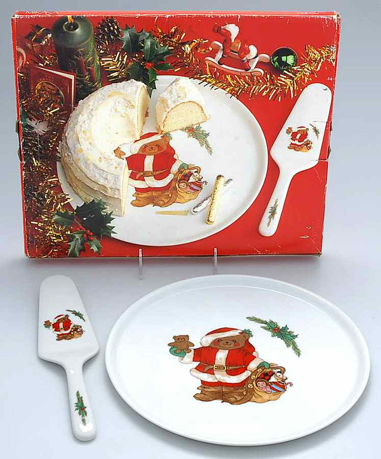 Christmas Bear Cake Plate & Solid Ceramic Server Set (Boxed) by Mikasa-1