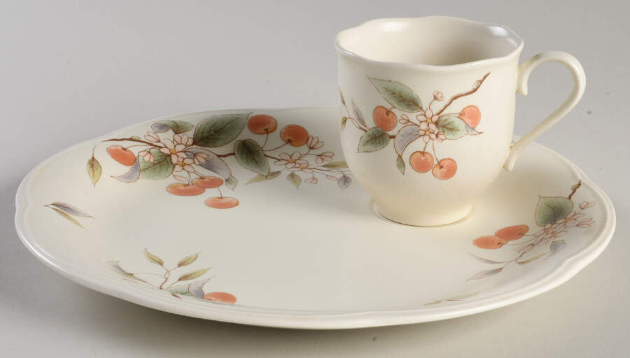 Cherry Blooms Snack Plate & Cup Set by Mikasa-1