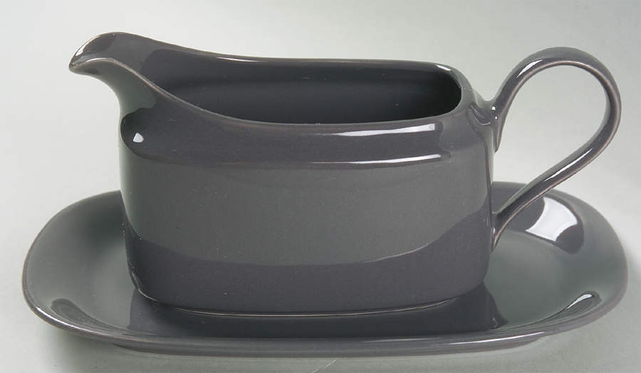 Charcoal Grey Gravy Boat & Underplate by Mikasa-1