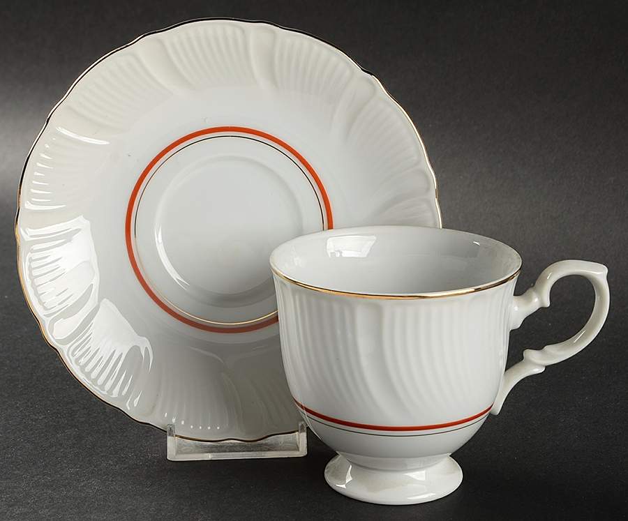 Chinese Red Footed Cup & Saucer Set by Mikasa-1