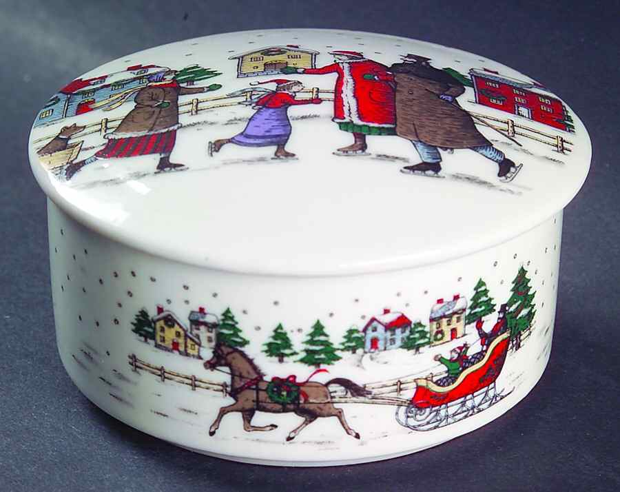 Christmas Skating 3" Round Box & Lid by Mikasa-1