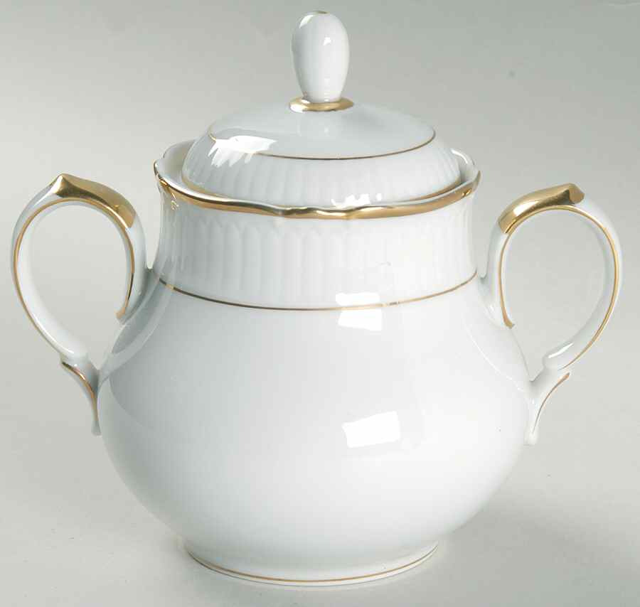 Classic White Sugar Bowl & Lid by Mikasa-1