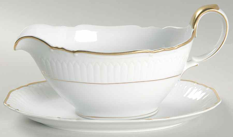 Classic White Gravy Boat & Underplate by Mikasa-1