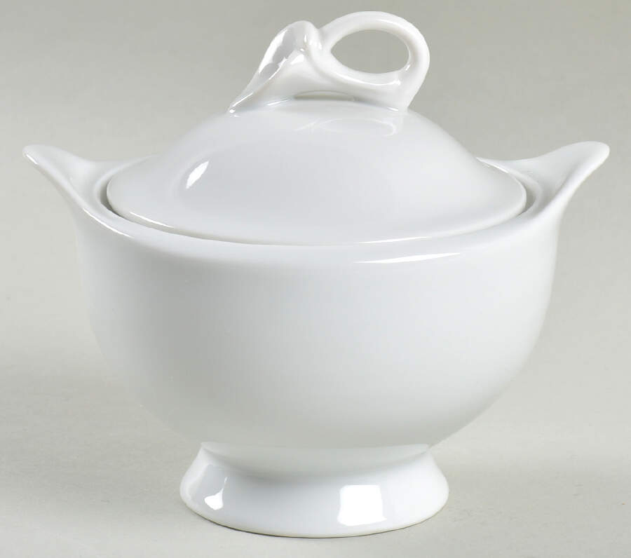 Classic Flair White Sugar Bowl & Lid by Mikasa-1