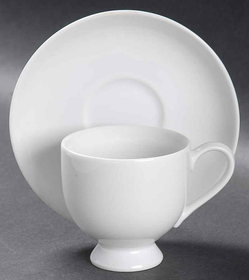 Classic Flair White Footed Demitasse Cup & Saucer Set by Mikasa-1