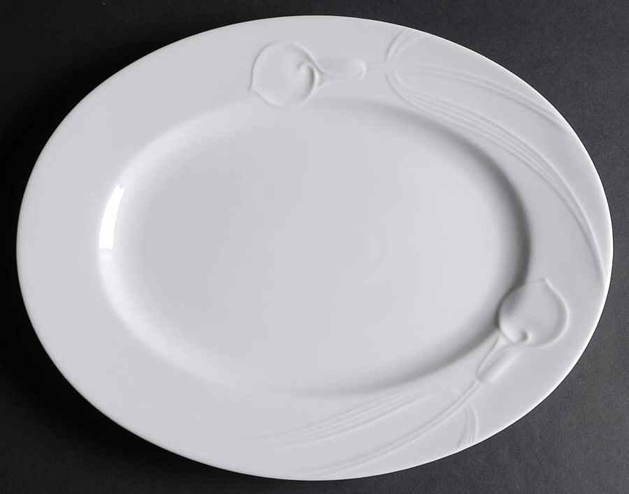 Classic Flair White 14" Oval Serving Platter by Mikasa-1