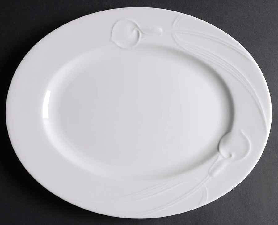 Classic Flair White 15" Oval Serving Platter by Mikasa-1
