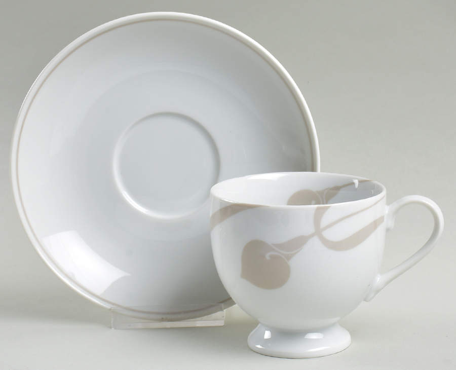 Classic Flair Beige Footed Cup & Saucer Set by Mikasa-1