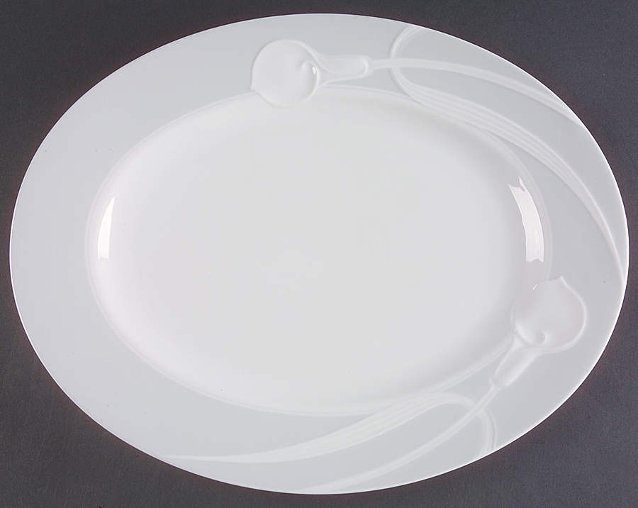Classic Flair Gray 14" Oval Serving Platter by Mikasa-1