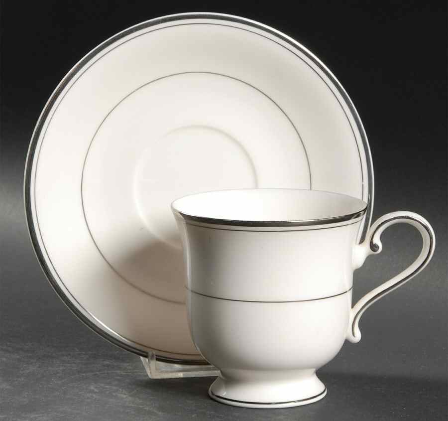 Classic Platinum Footed Cup & Saucer Set by Mikasa-1