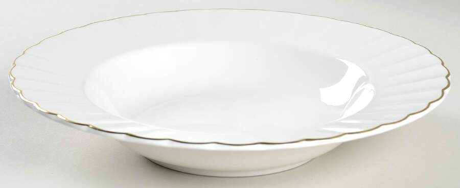 Classic White & Gold Large Rim Soup Bowl by Mikasa-1