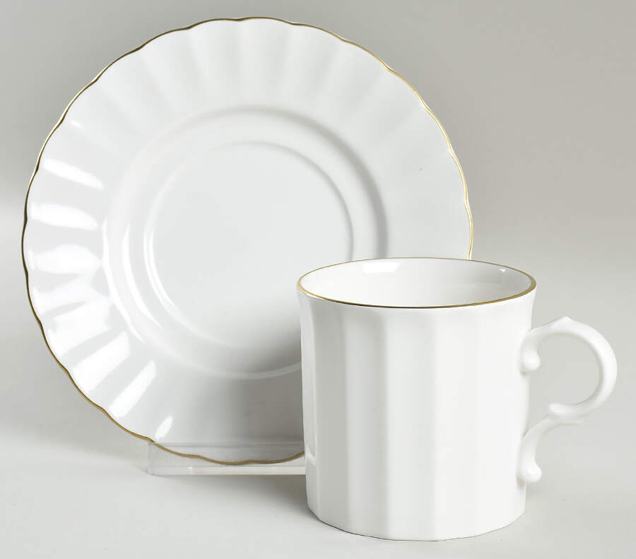 Classic White & Gold Flat Cup & Saucer Set by Mikasa-1