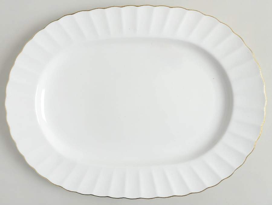 Classic White & Gold 15" Oval Serving Platter by Mikasa-1