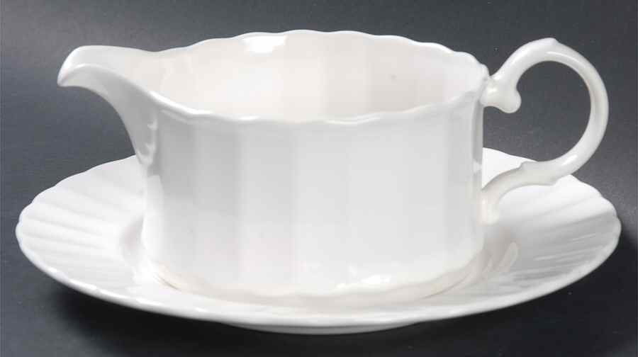 Classic White Round Gravy Boat & Underplate (Salad Plate) by Mikasa-1