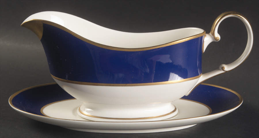 Cobalt Blue Gravy Boat & Underplate by Mikasa-1