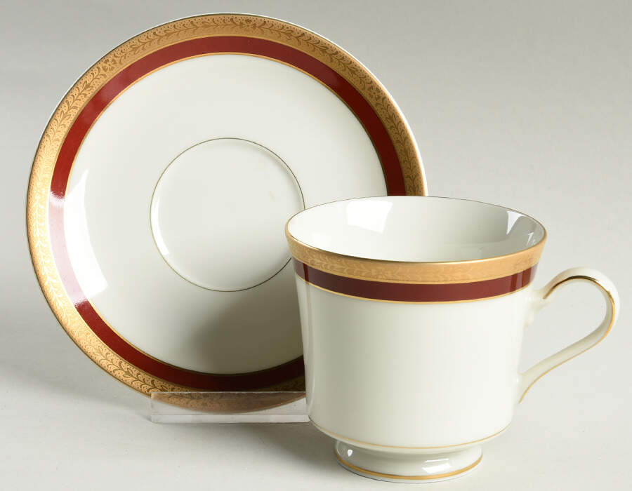 Colony Burgundy Footed Cup & Saucer Set by Mikasa-1