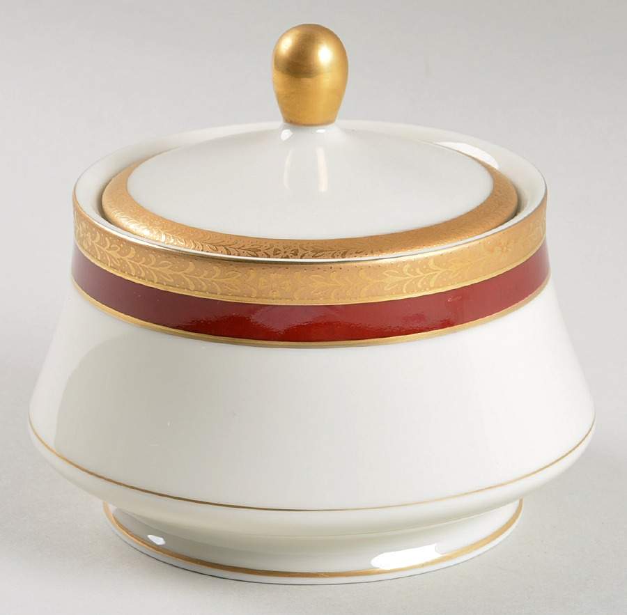 Colony Burgundy Sugar Bowl & Lid by Mikasa-1