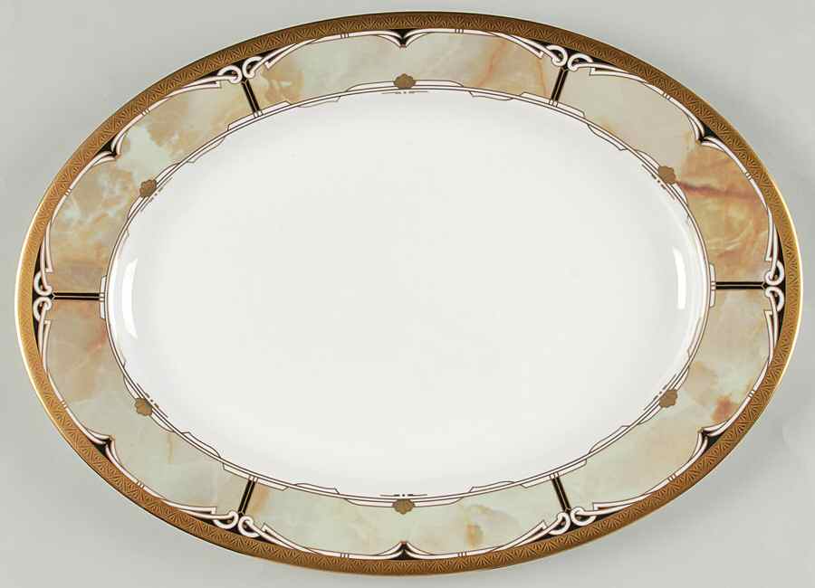 Coronation Celadon 15" Oval Serving Platter by Mikasa-1