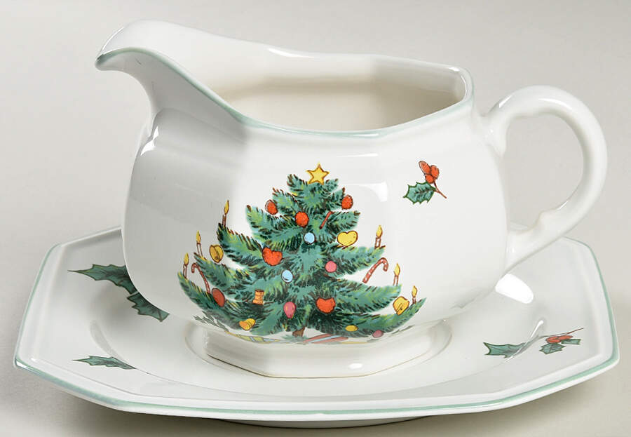 Continental Christmas Gravy Boat & Underplate by Mikasa-1