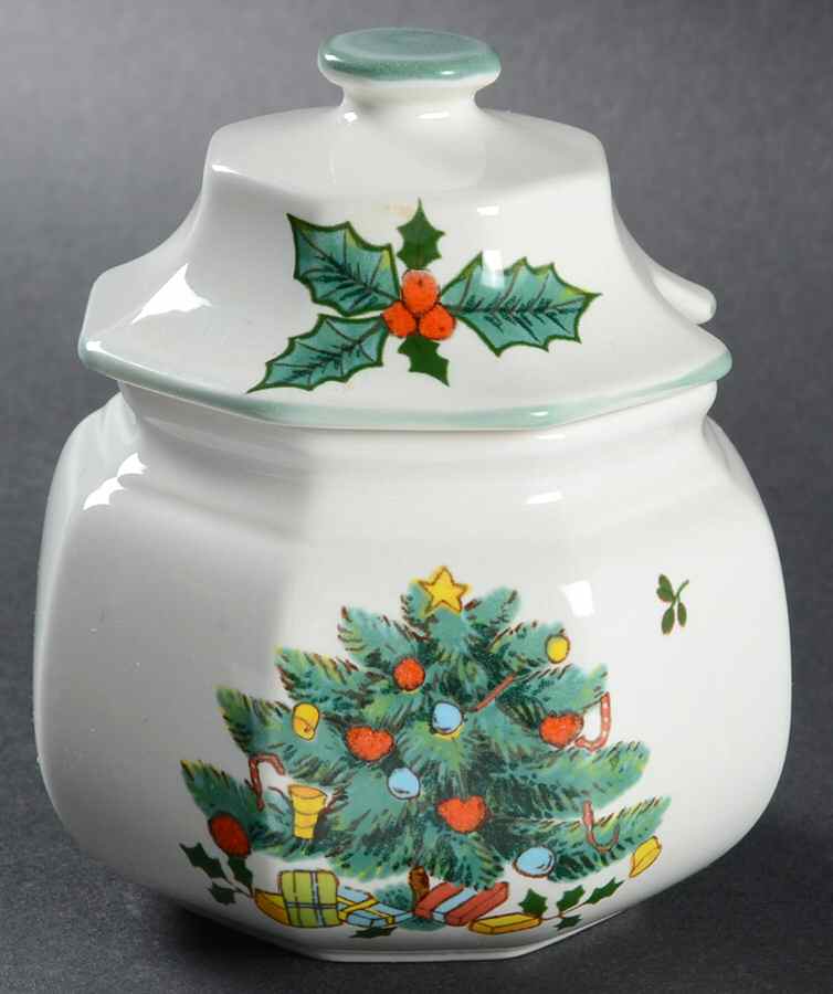 Continental Christmas Sugar Bowl & Lid by Mikasa-1