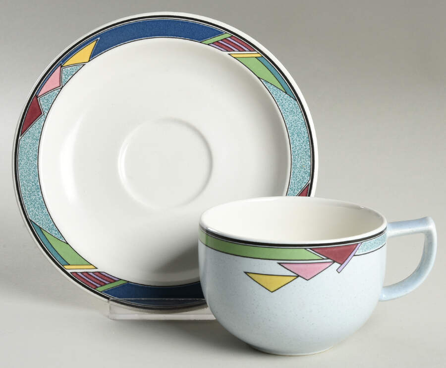 Color Court Flat Cup & Saucer Set by Mikasa-1