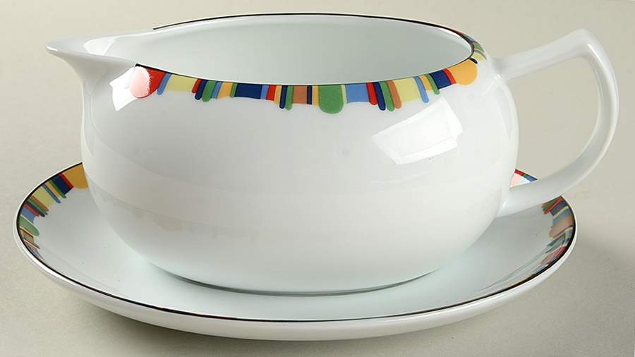 Color Crest Gravy Boat & Underplate by Mikasa-1