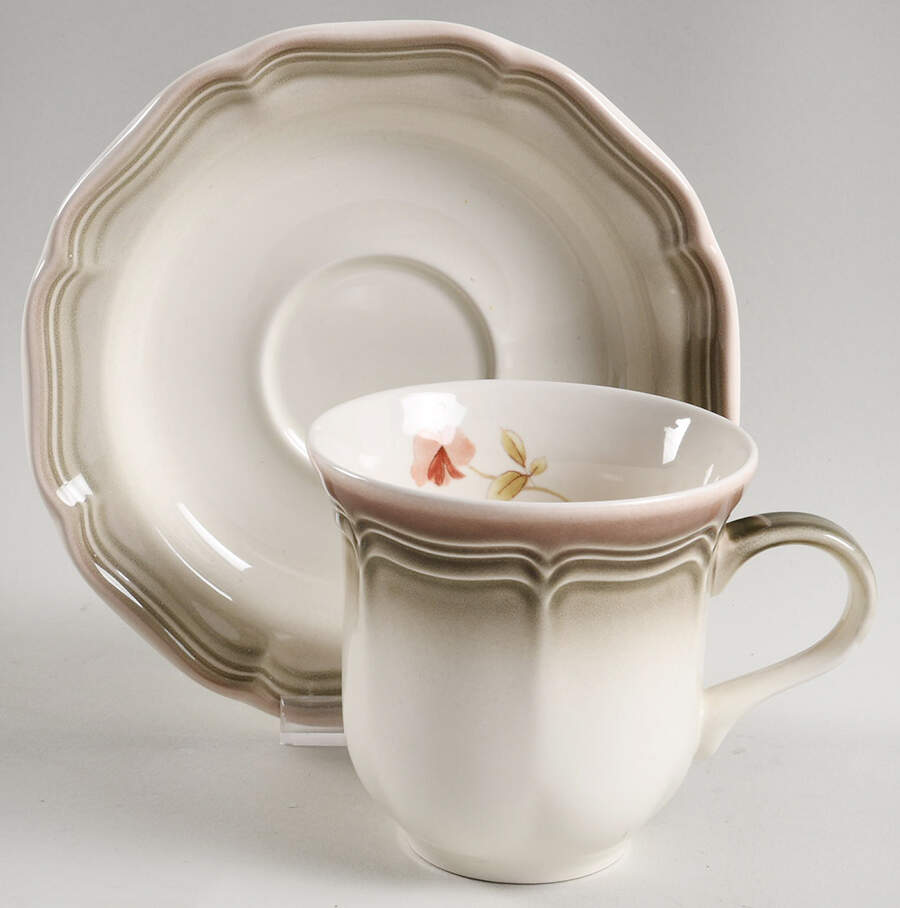 Country Estate Brown Green Flat Cup & Saucer Set by Mikasa-1