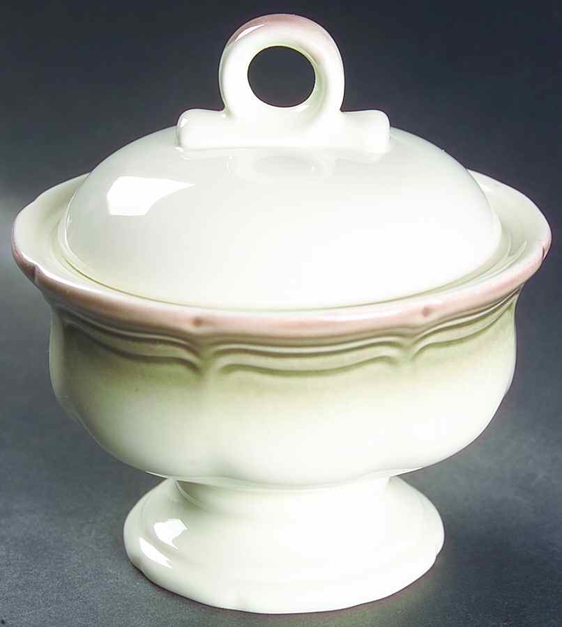 Country Estate Brown Green Sugar Bowl & Lid by Mikasa-1